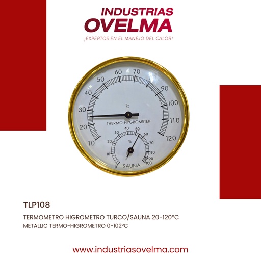 [TLP108] TERMOMETRO HIGROMETRO TURCO/SAUNA 20-120°C
